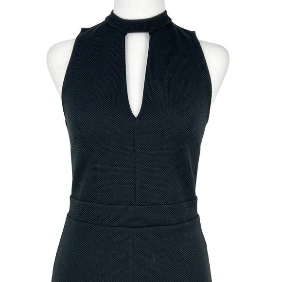 Express Black High Neck Keyhole Midi Dress with Front Slit Size 6 - Picture 3 of 16